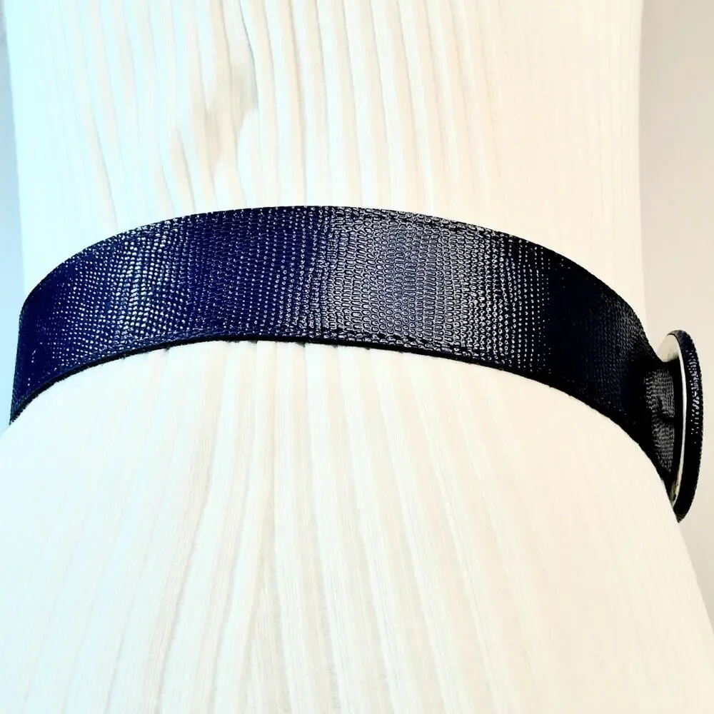 Astor Womens Lightweight Textured Navy Blue Belt Size Small Officewear